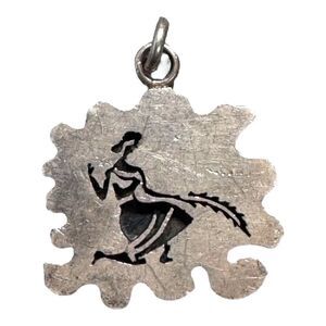Handmade Taxco Mexican Sterling 980 Silver Pendant Dancing Lady Design Wheat VTG